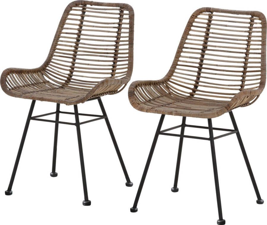 Loft24 Jucita Chair 2pack Rattan kubu Grey