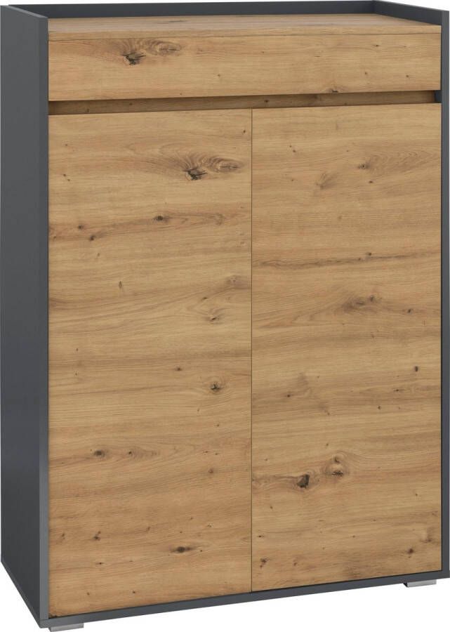 Loft24 Kosmo|Schoenenkast met 2 Deuren 1 Lade in Eikenlook Antraciet