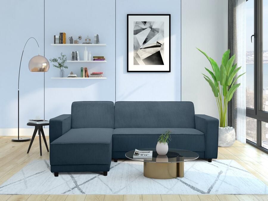 Dorel Home Hoekbank Allie slaapbank 230 cm met relaxfunctie in de rugleuning Slaapbank functie (108 194 5 cm) trendy ribfluweel of onderhoudsvriendelijk velours