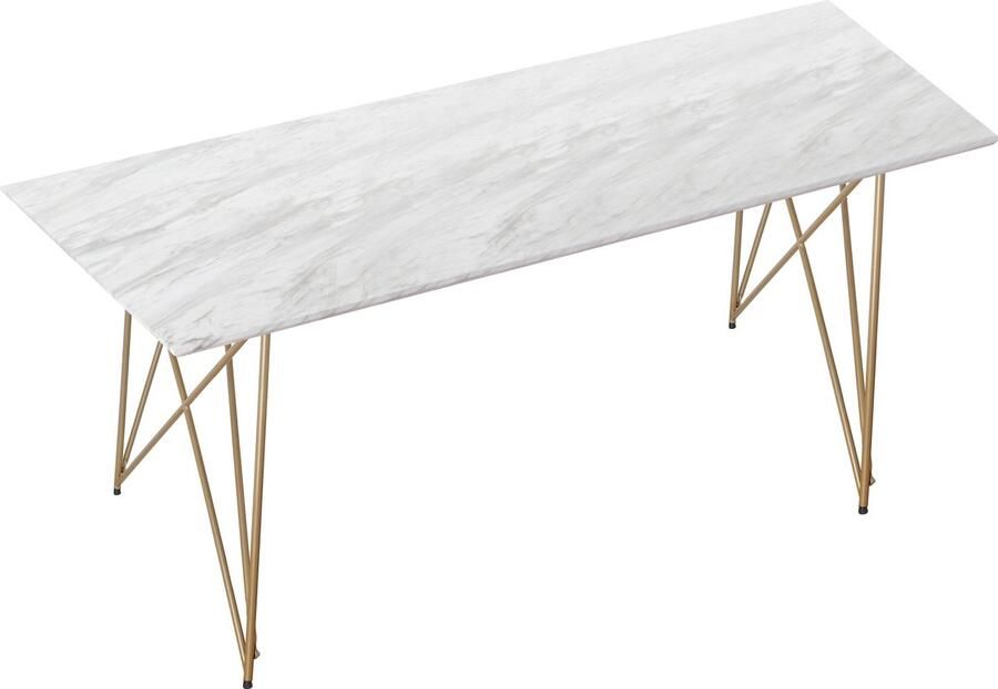 Loft24 Asama|Eettafel 200x100 cm Marmer Goud Look