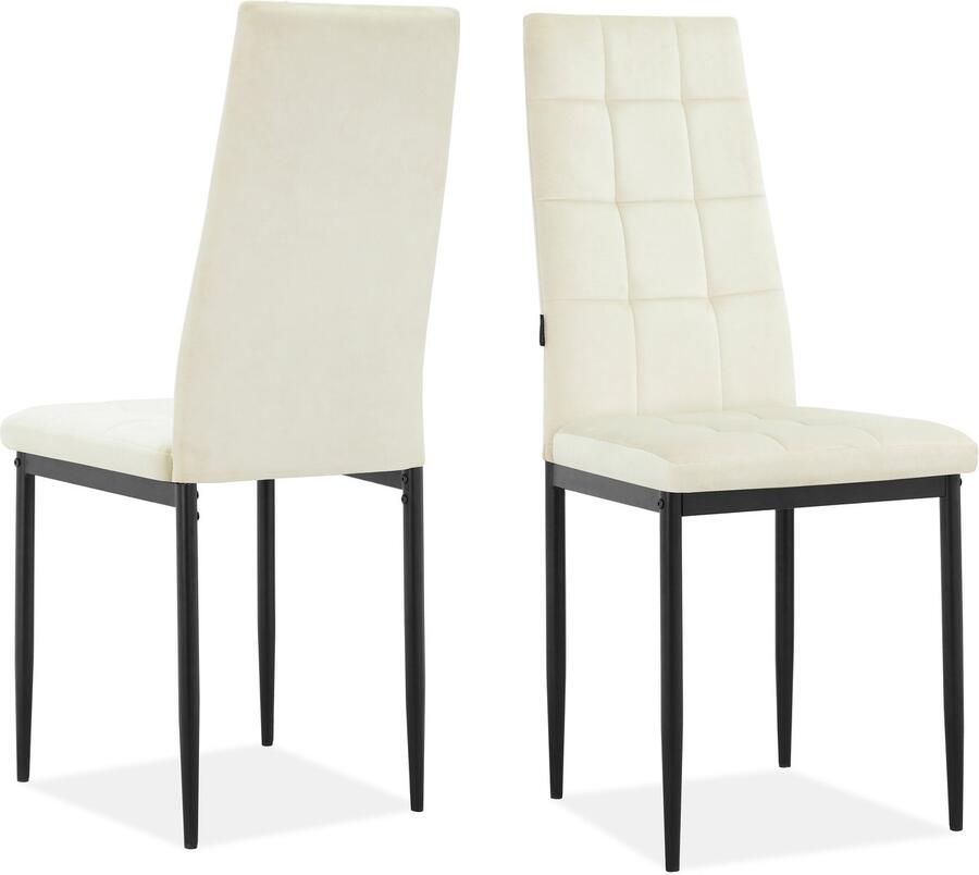 Loft24 Becca|Eetkamerstoel in fluweel crème 2 Pack