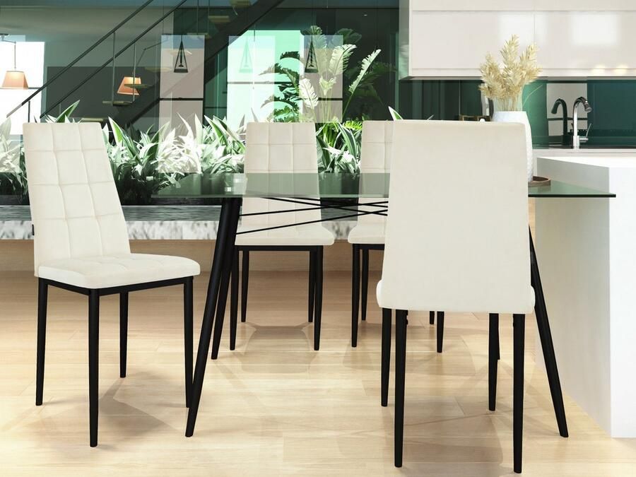 Loft24 Becca|Eetkamerstoel in fluweel crème 4 Pack