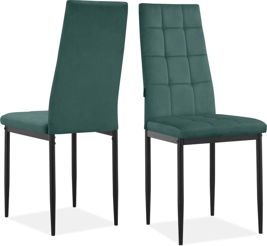 Loft24 Becca|Eetkamerstoel in fluweel donkergroen 2 Pack