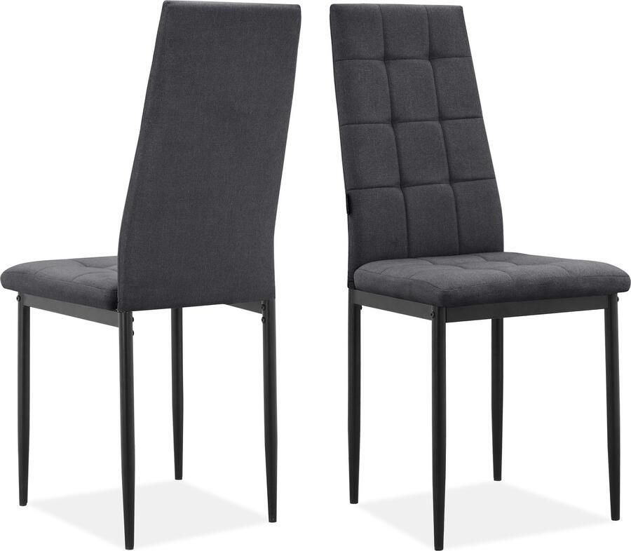 Loft24 Becca|Eetkamerstoel in stof antraciet Set van 2
