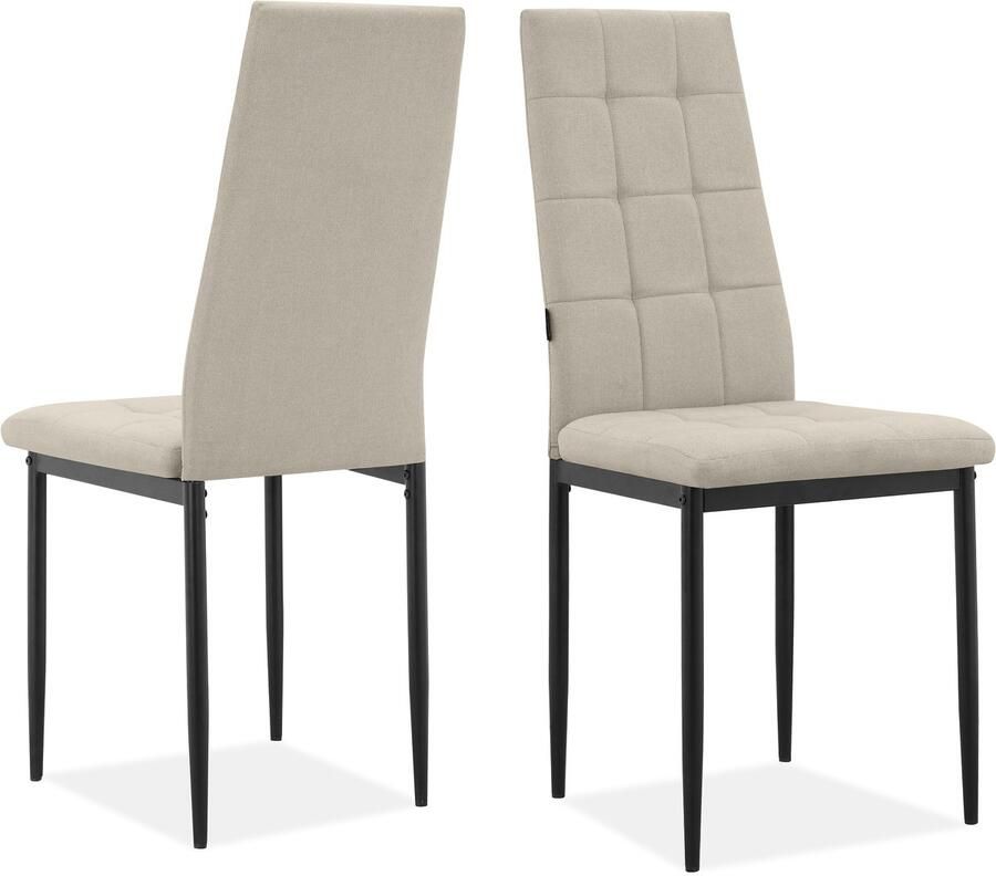 Loft24 Becca|Eetkamerstoel in stof crème 2 pak