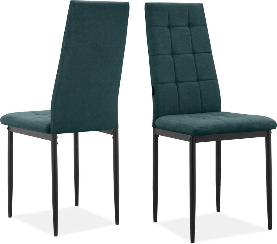 Loft24 Becca|Eetkamerstoel in stof donkergroen 2 pak