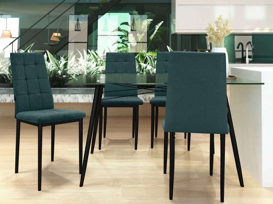 Loft24 Becca|Eetkamerstoel in stof donkergroen 4 pak