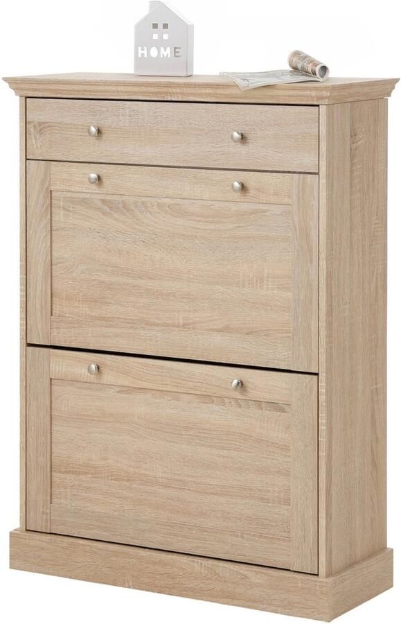 Loft24 Binz|Schoenenkast met 2 kleppen en 1 lade in eiken