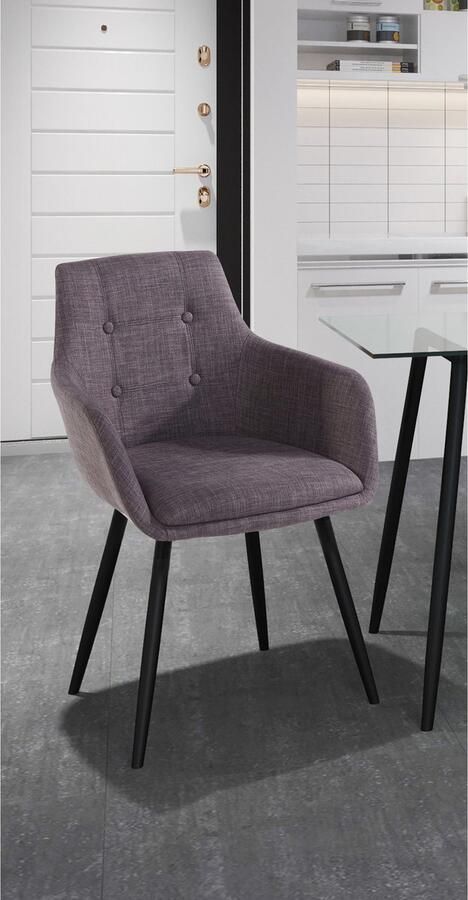 Loft24 Bradford|Eetkamerstoel met armleuning in stof donkergrijs