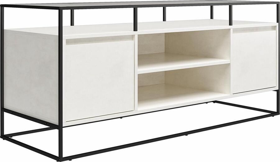 Loft24 Camley|TV-meubel in glas en basis in MDF pleister