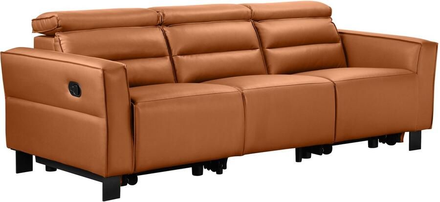 Loft24 Carpari|3-zitsbank met 2 handmatige relaxfauteuils in leerPU cognac