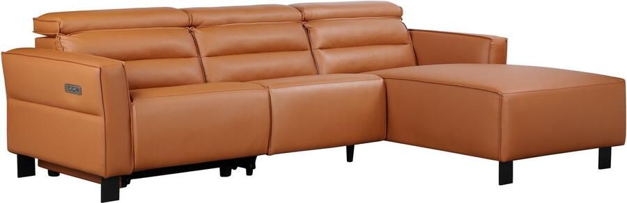 Loft24 Carpari|Hoekbank 3-zits met elektrische functie in PU cognac
