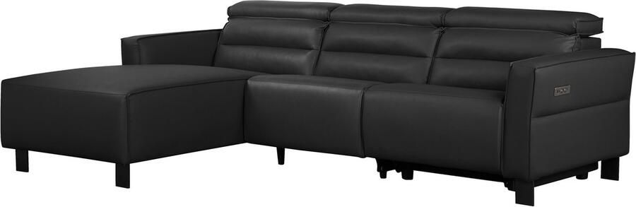 Loft24 Carpari|Hoekbank 3-zits met 1 elektrische relaxfauteuil in PU zwart