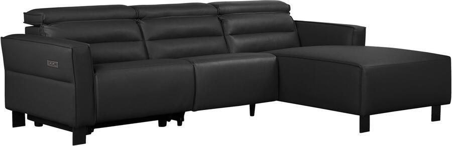 Loft24 Carpari|Hoekbank 3-zits met 1 elektrische relaxfauteuil in PU zwart