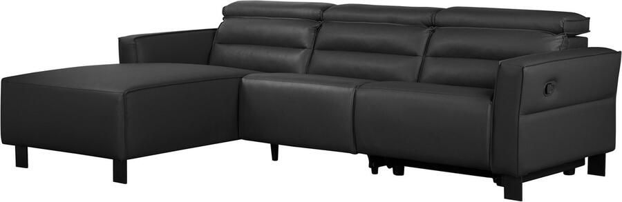 Loft24 Carpari|Hoekbank 3 zits met 1 manuele relaxfauteuil in PU zwart