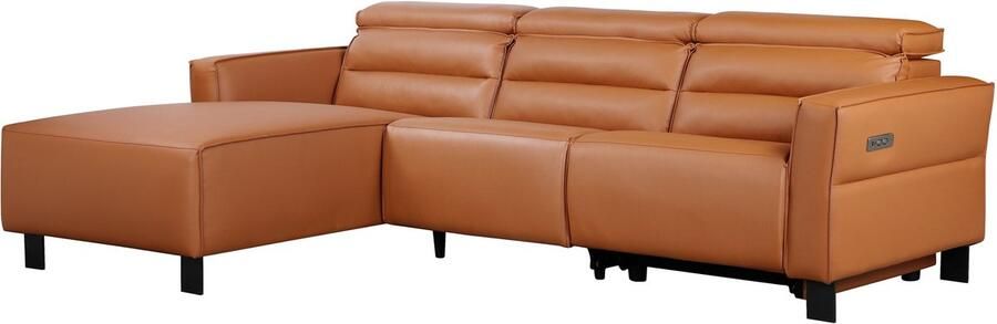 Loft24 Carpari|Hoekbank 3-zits met elektrische functie in PU cognac