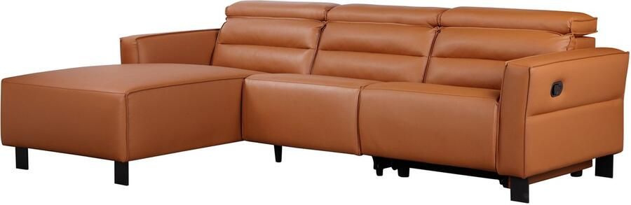 Loft24 Carpari|Hoekbank 3-zits met handmatige functie in leerPU cognac