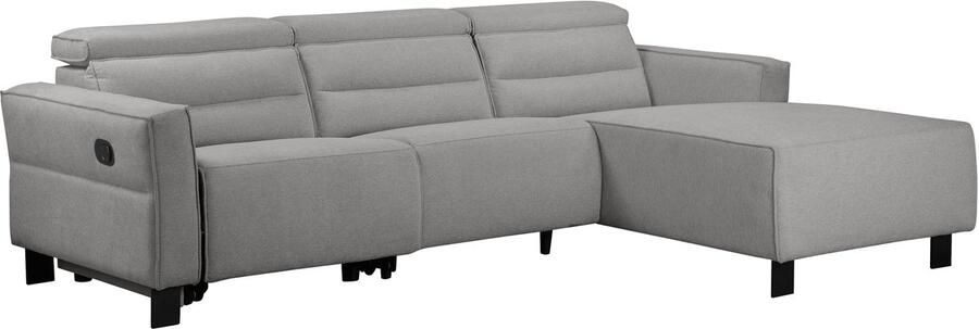 Loft24 Carpari|Hoekbank 3-zits met handmatige functie in stof lichtgrijs