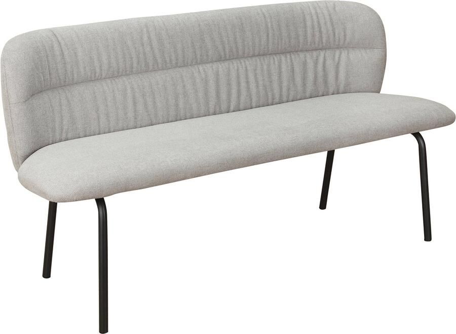 Loft24 Casey|Eetkamerbank in antraciet stof met zwarte metalen poten
