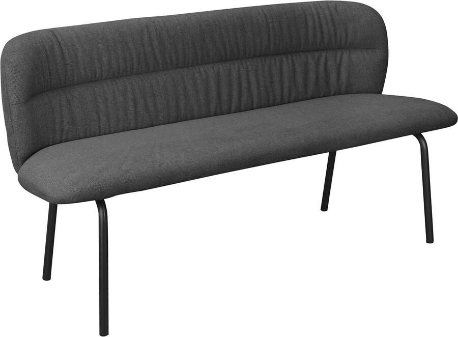 Loft24 Casey|Eetkamerbank in grijze stof met zwarte metalen poten