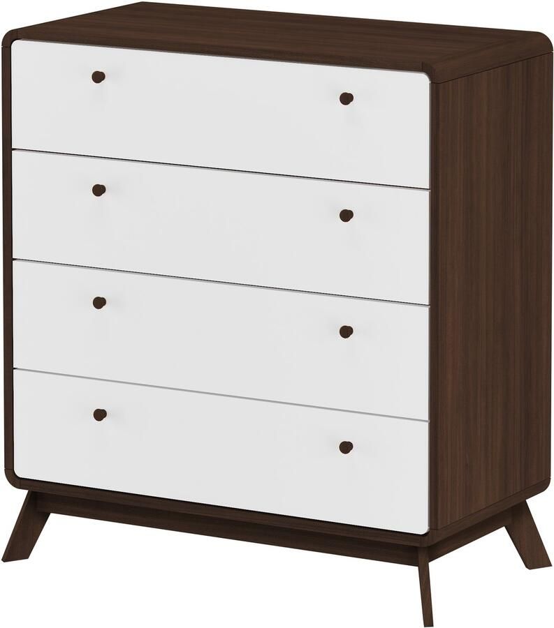 Loft24 Ladekast met 4 lades in walnoot en wit spaanplaat