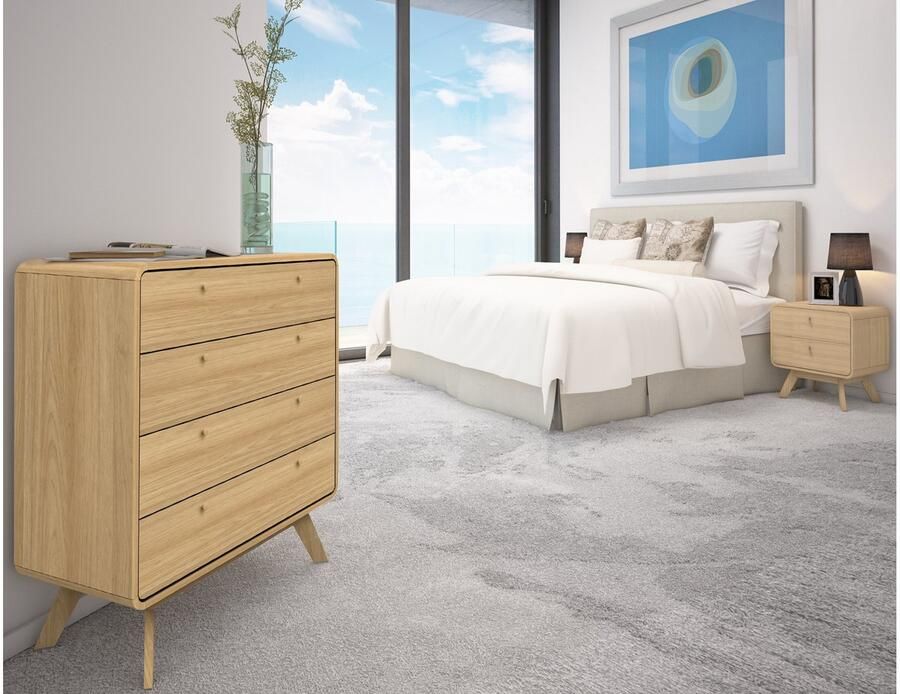 Loft24 Cassie|Nachtkastje met 2 laden in Partical Board Eik