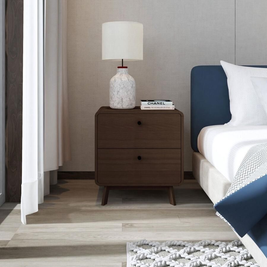 Loft24 Cassie|Nachtkastje met 2 laden in notenhoutlook - Foto 2