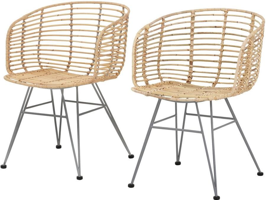 Loft24 Ceko|Eetkamerstoelen Set van 2 in rotan natuur