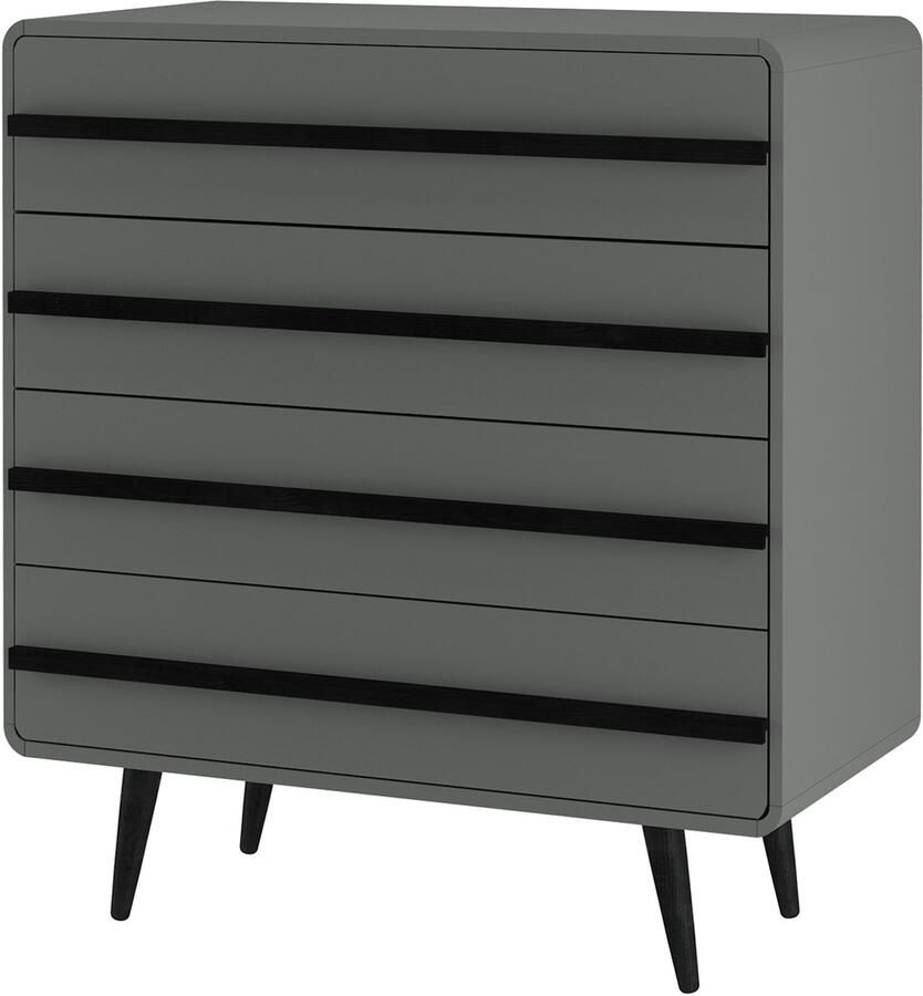 Loft24 Ladekast met 4 lades in spaanplaat grijs en zwart