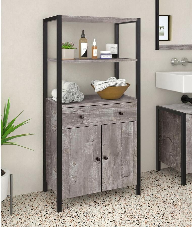 Loft24 Chris|Commode met 2 Deuren en 1 Lade in Partical Board beton