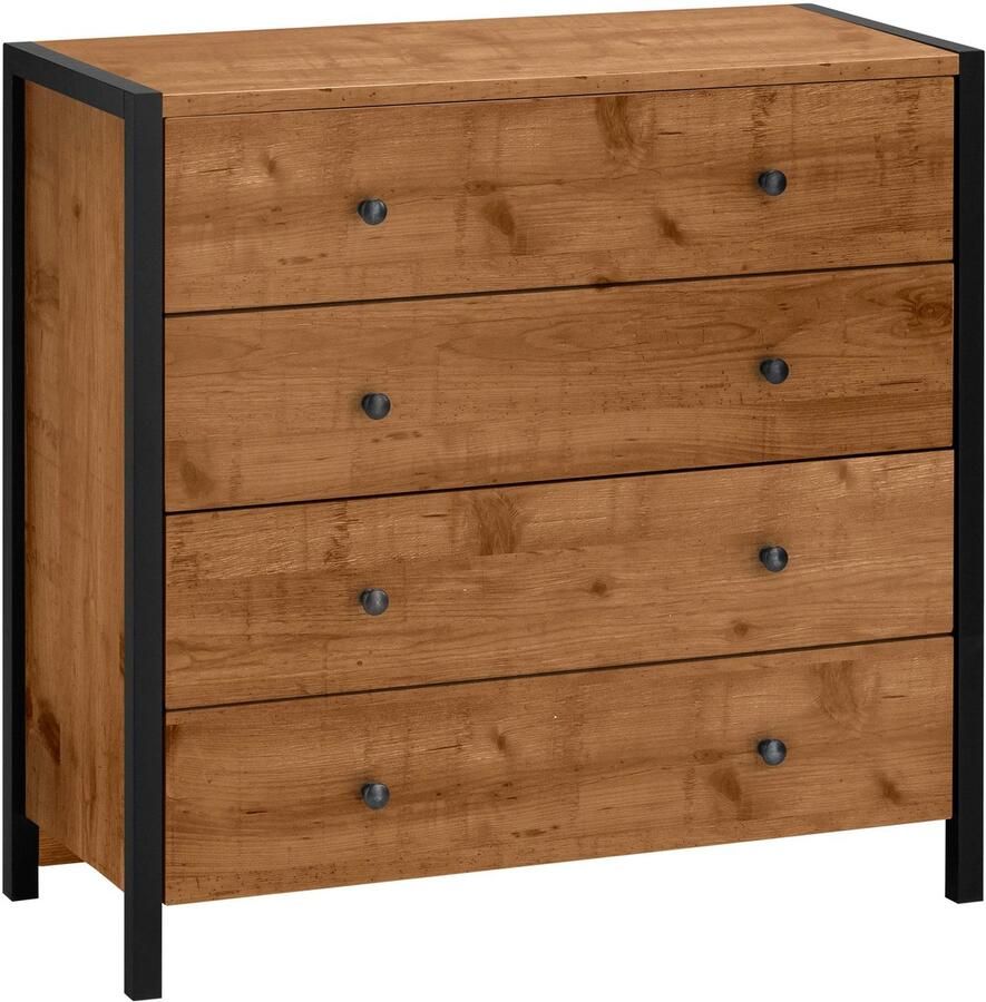 Loft24 Chris|Ladekast met 4 Lades in partical Board parcific Eiken