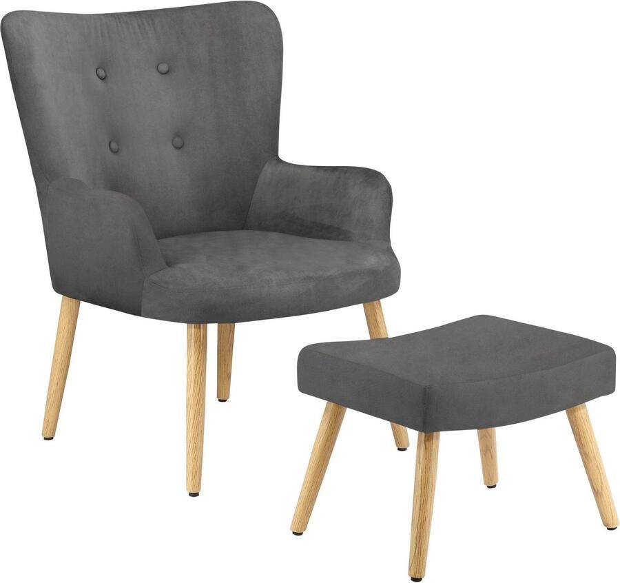 Loft24 Coco|Fauteuil in fluweel grijs