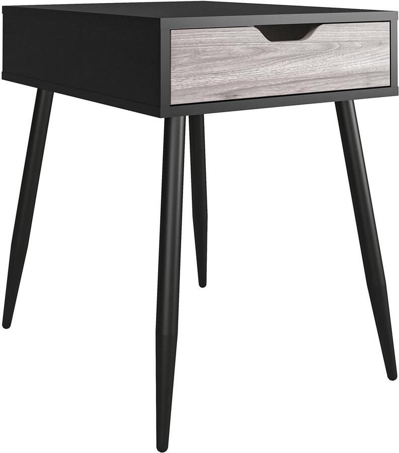 Loft24 Copley|Bijzettafel met 1 lade in effet eiken zwart