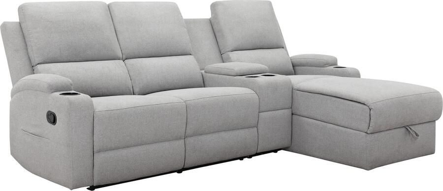 Loft24 DALLAS|Hoekbank 3 zitplaats met opbergruimte in stof lichtgrijs