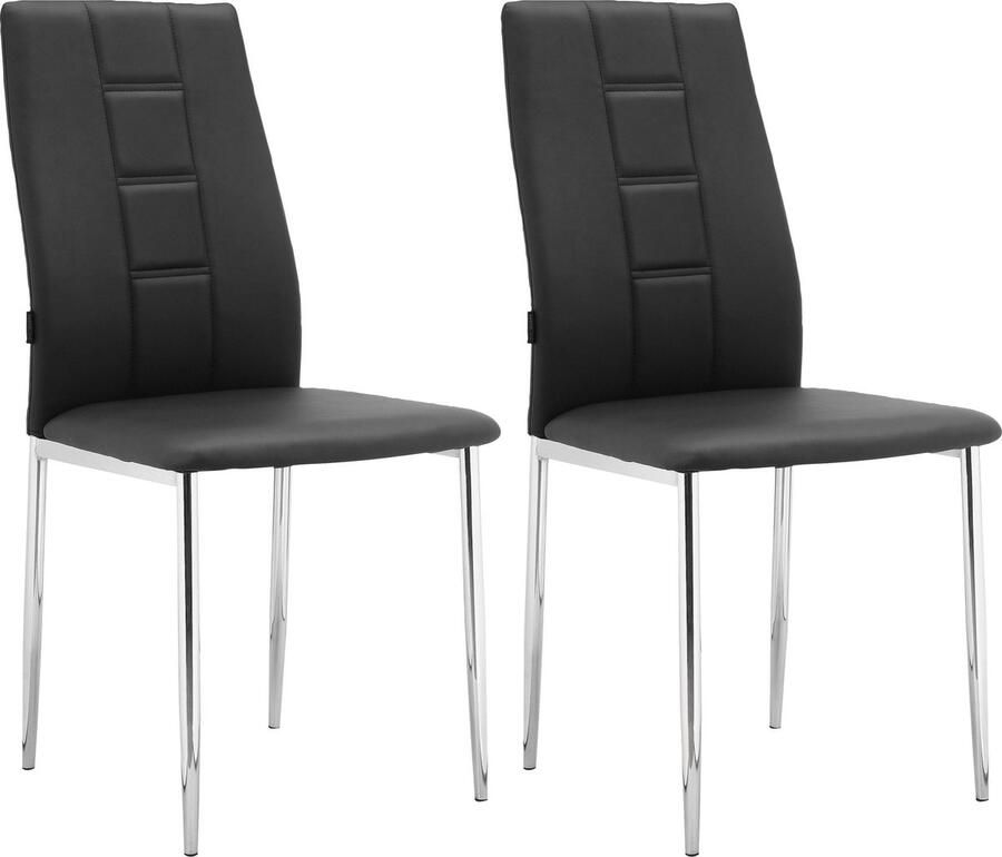 Loft24 Edita|Eetkamerstoel 2 PK Zwart Chroom