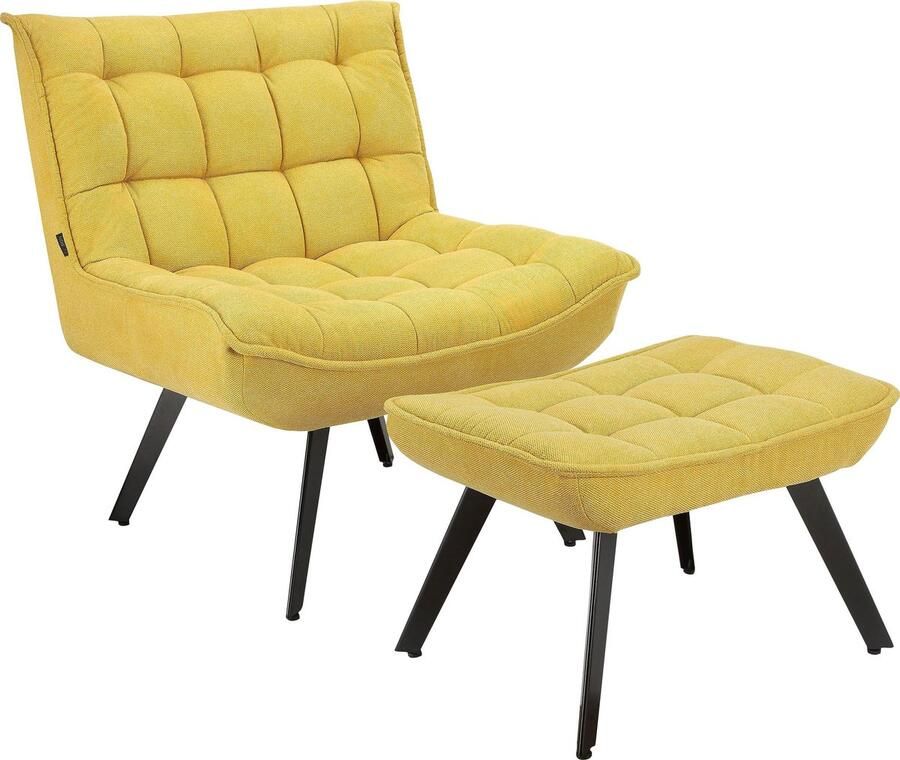 Loft24 Evan Loungestoel in Curry-kleurige stof