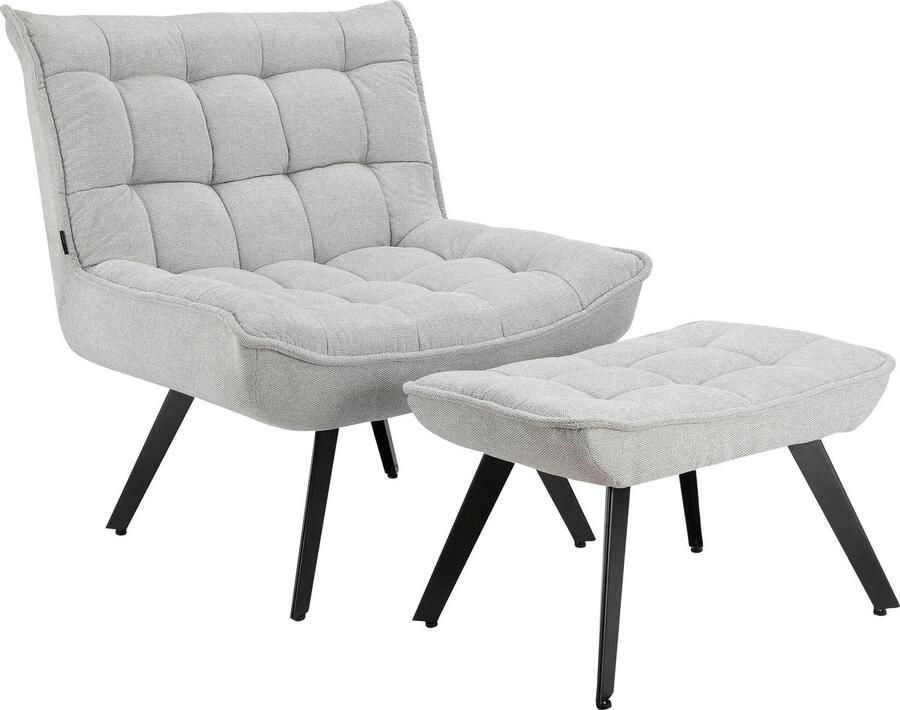 Loft24 Evan Loungestoel in lichtgrijze stof