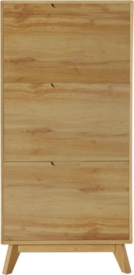 Loft24 Ezra|Schoenenkast met 3 kleppen in eiken look bruin