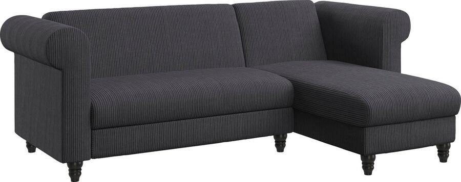 Notio Living Loft24 Felix II Slaapbank 3 zits met chaise longue in stof antraciet (83 x 241 x 154 cm) - Foto 13