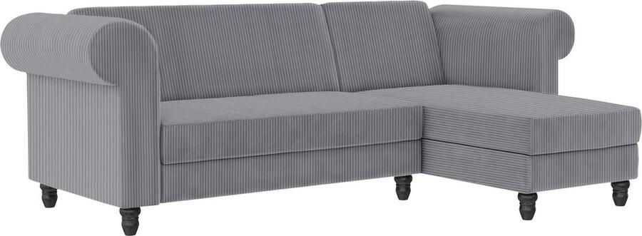 Notio Living Felix II Slaapbank 3-zits met chaise longue in stof grijs (83 x 241 x 154 cm) - Foto 16