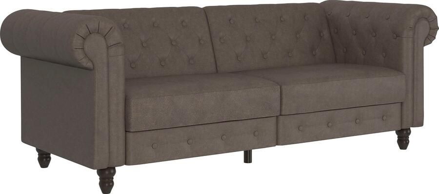 Dorel Home 3-zitsbank Felix slaapbank 236 cm(ligoppervlak 108 x 190 cm) rugleuning 3-voudig verstelbaar velours kunstleer luxe vintage microvezel - Foto 6