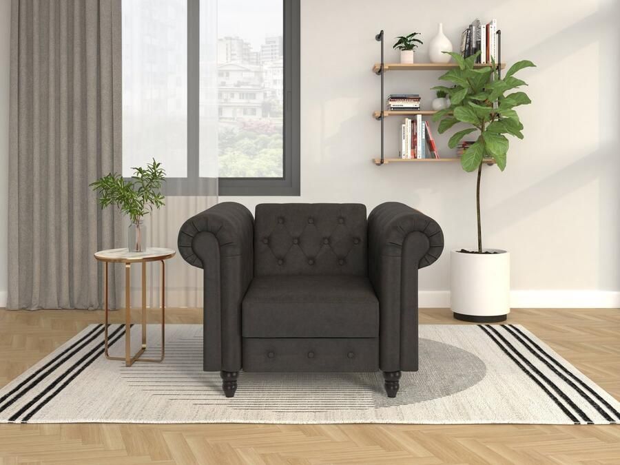 Dorel Home Chesterfield-fauteuil Felix met rugleuning 3-voudig verstelbaar benen massief hout zithoogte 46 cm - Foto 2