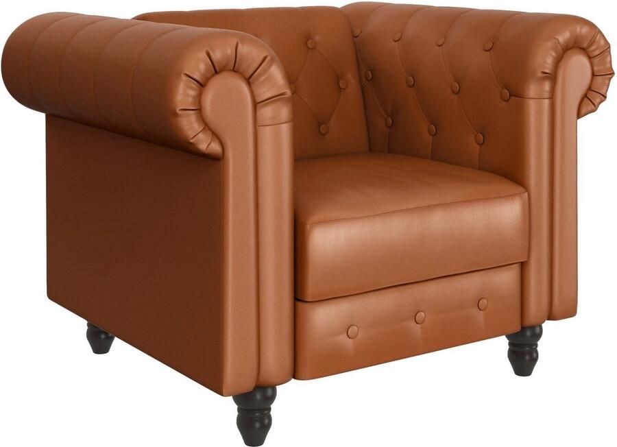 Dorel Home Chesterfield-fauteuil Felix met rugleuning 3-voudig verstelbaar benen massief hout zithoogte 46 cm