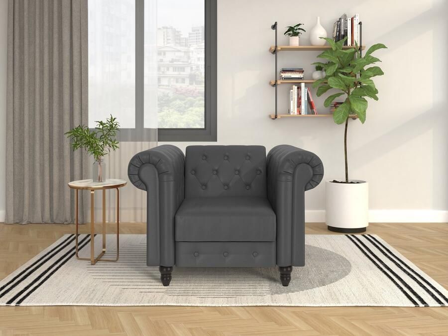 Dorel Home Chesterfield-fauteuil Felix met rugleuning 3-voudig verstelbaar benen massief hout zithoogte 46 cm - Foto 2