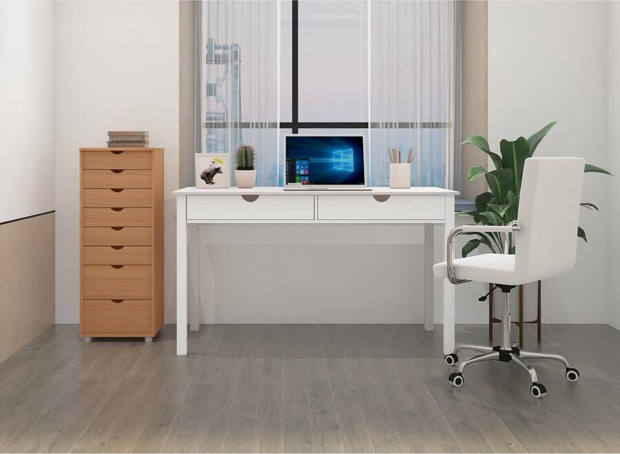 Loft24 Gava|Bureau 2 lades groot wit