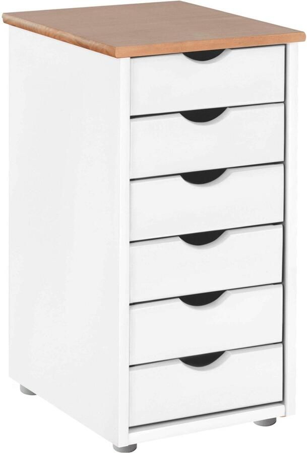 Loft24 Gava|Ladekast met 6 lades in wit en natuurlijk grenen