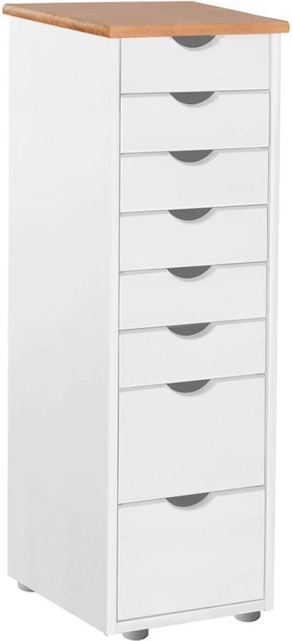 Loft24 Gava|Commode met 8 Laden in Grenen Wit en Natuur