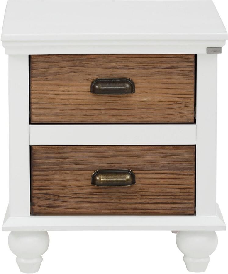 Loft24 Hanna|Nachtkastje met 2 laden in MDF Wit en Nature Brush