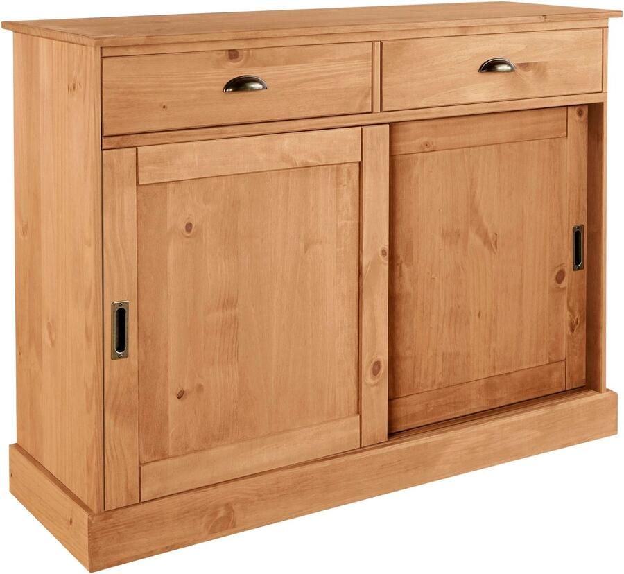 Home affaire Dressoir Schröder Commode 2 schuifdeuren 2 lades van massief dennenhout