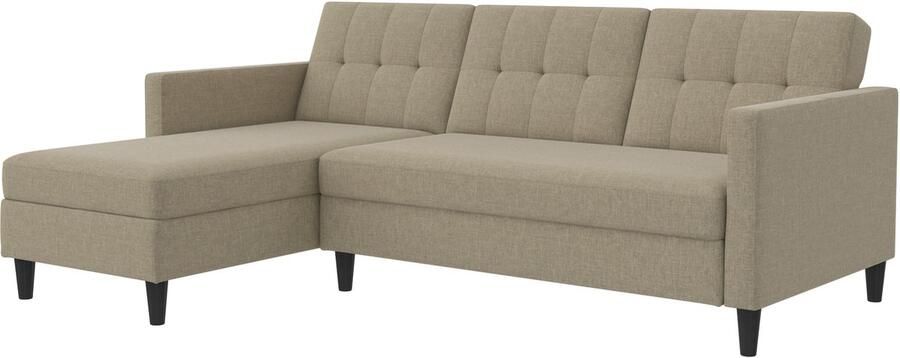 Notio Living Loft24 Hartford Slaapbank 3 zits met opbergruimte in linnen look cappuccino (82 x 213 x 153 cm) - Foto 10